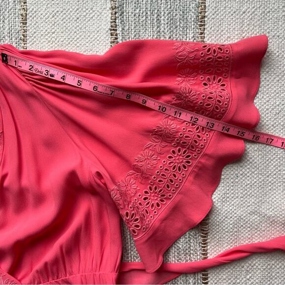 Kobi Halperin Elaine Flamingo Short Flutter Sleeve Wrap Midi Dress Women’s XL - Picture 9 of 14